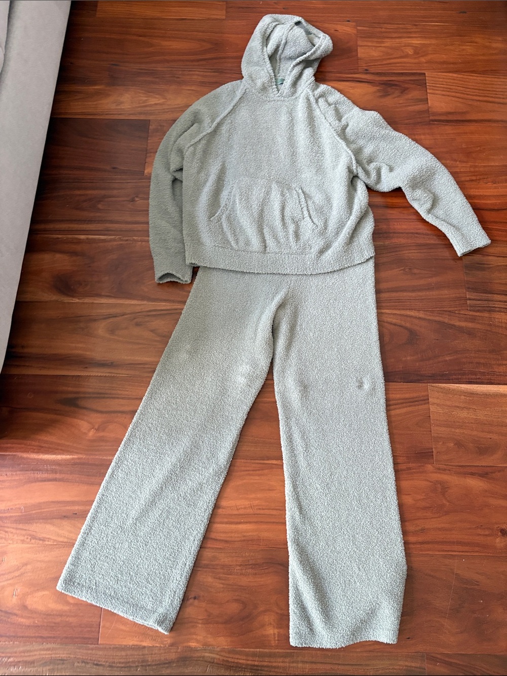 NUUDS Cozy Sage Green Plush Hoodie & Lounge Pants Set